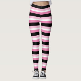 Chique Modern Roze, Zwart & Wit Strepen Leggings