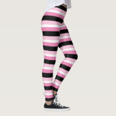 Chique Modern Roze, Zwart & Wit Strepen Leggings (Rechts)