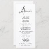 Chique modern script bruiloft menu (Voorkant / Achterkant)