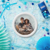 Chique Modern Script en foto Minimale Vrijgezellen Papieren Bordje (Feest)