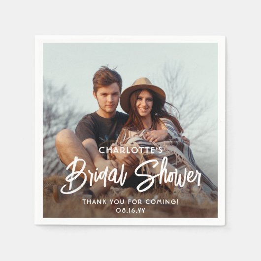 Chique Modern Script en foto Minimale Vrijgezellen Servet (Voorkant)