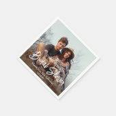 Chique Modern Script en foto Minimale Vrijgezellen Servet (Hoek)