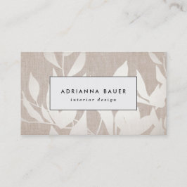 Chique Modern Silver Leaves Natuur Tan Linnen LOOK Visitekaartje