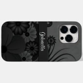 Chique Modern Trendy Zwart Hibiscus Bloemen Gotisc Case-Mate iPhone Case (Achterkant (horizontaal))