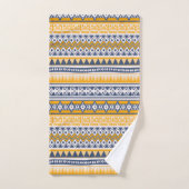 Chique modern tribal patroon saffraan marine blauw bad handdoek (Handdoek)