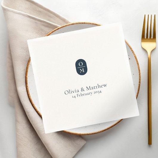 Chique Modern Trouw Monogram Bruiloft Servet
