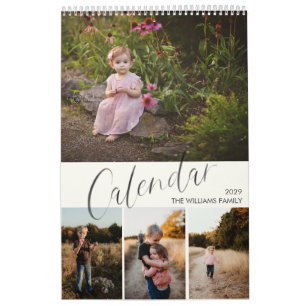 Chique Modern Waterverf Script Multi Foto Kalender
