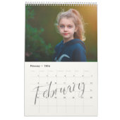 Chique Modern Waterverf Script Multi Foto Kalender (Feb 2026)