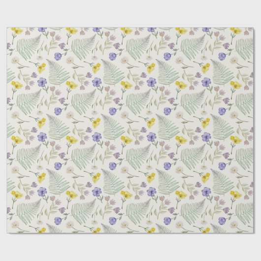 Chique Modern Wildflower Waterverf Patroon Cadeaupapier (Vlak)