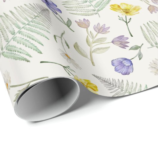 Chique Modern Wildflower Waterverf Patroon Cadeaupapier (Rol Hoek)