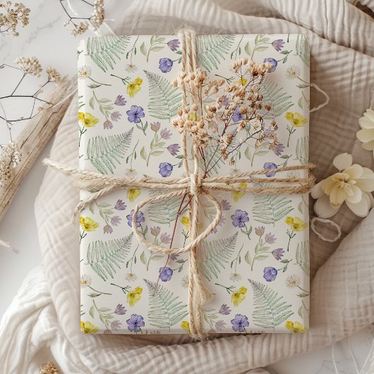 Chique Modern Wildflower Waterverf Patroon Cadeaupapier