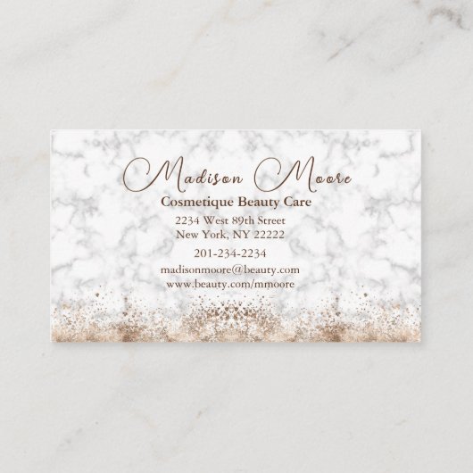 Chique Modern Wit en Bruin Marmer Visitekaartje (Achterkant)