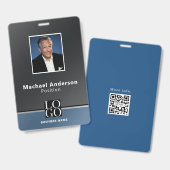 Chique modern zakelijke foto logo QR-code zwart bl Badge (Voor- en achterkant)