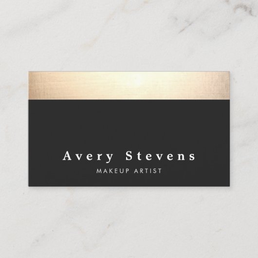 Chique Modern Zwart en Goud Visitekaartje (Voorkant)