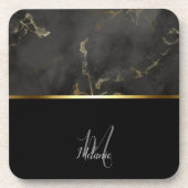Chique modern Zwart marmer goud monogram Bier Onderzetter (Voorkant)