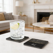 Chique modern Zwart marmer goud monogram Bier Onderzetter