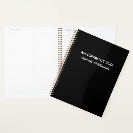 Chique Modern Zwart Wit 2024 Wekelijks Maandelijks Planner (Display)