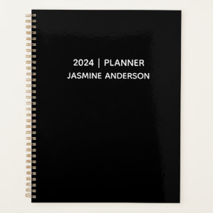 Chique Modern Zwart Wit 2024 Wekelijks Maandelijks Planner