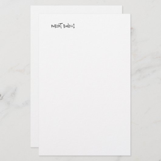 Chique Modern Zwart Wit Jouw naam Minimalistisch Briefpapier (Voorkant / Achterkant)