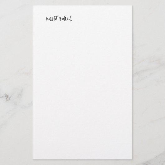 Chique Modern Zwart Wit Jouw naam Minimalistisch Briefpapier (Voorkant)