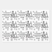 Chique Modern Zwart Wit Vrolijk Kerstmis Quote Gif Inpakpapier Vel (Voorkant 3)