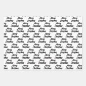 Chique Modern Zwart Wit Vrolijk Kerstmis Quote Gif Inpakpapier Vel (Voorkant)