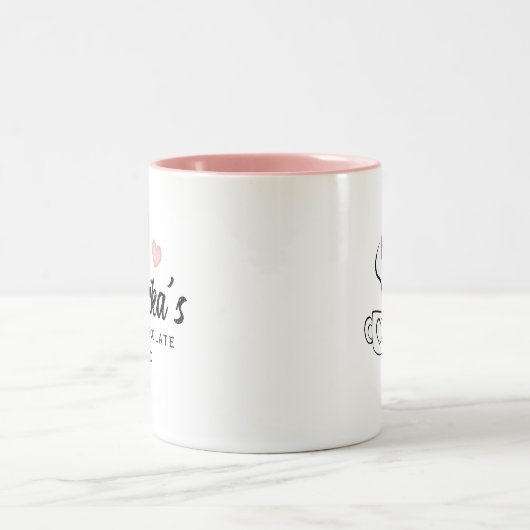 Chique moderne aangepaste naam Script Hot Chocolat Tweekleurige Koffiemok (Center)