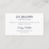 Chique moderne ballon artiest marine blauw zilver visitekaartje (Achterkant)