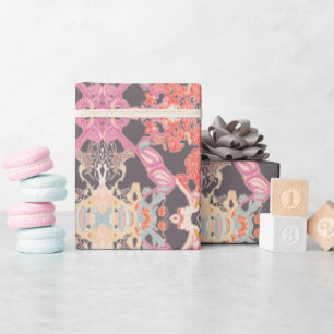 Chique moderne barokprint in rood roze paars cadeaupapier