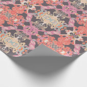 Chique moderne barokprint in rood roze paars cadeaupapier (Hoek)