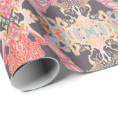 Chique moderne barokprint in rood roze paars cadeaupapier (Rol Hoek)