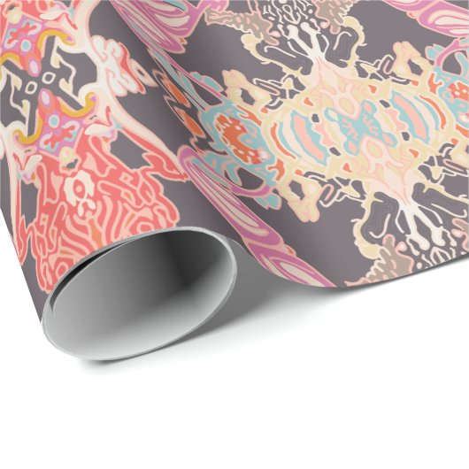 Chique moderne barokprint in rood roze paars cadeaupapier (Rol Hoek)