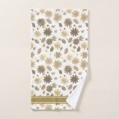 Chique moderne beige bloemen en tekst op wit bad handdoek (Handdoek)