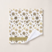 Chique moderne beige bloemen en tekst op wit bad handdoek (Wasdoekje)