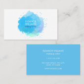 Chique Moderne Blauwe en Aquarelvlek Visitekaartje (Voorkant / Achterkant)