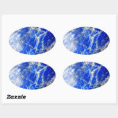 Chique moderne blauwe marmeren steen ovale sticker (Vel)