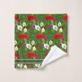 Chique moderne bloemen en script op Forest Green Bad Handdoek (Wasdoekje)