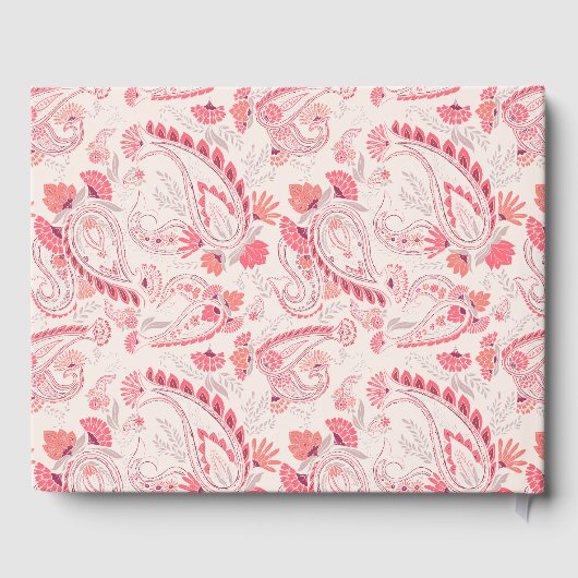 Chique moderne Blush Paisley Typografie Bruidsdouc Gastenboek (Achterkant)