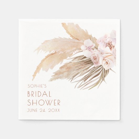 Chique moderne Boho Pampas Gras Bruiloftsborrel Servet (Voorkant)