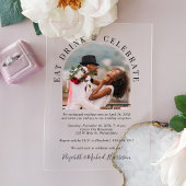 Chique moderne boog foto bruiloft receptie acryl uitnodigingen