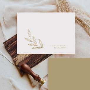 Chique moderne botanische spruit bruine crème en w notitiekaartje