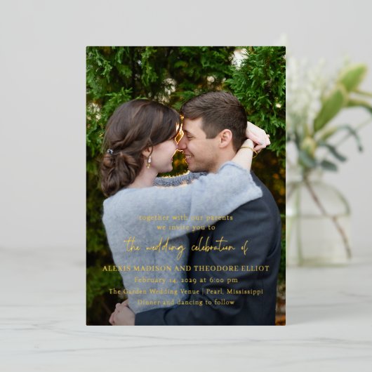 Chique moderne bruiloft folie uitnodiging (Staand Voorkant)