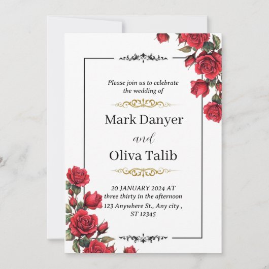 Chique moderne bruiloft uitnodiging (Voorkant)