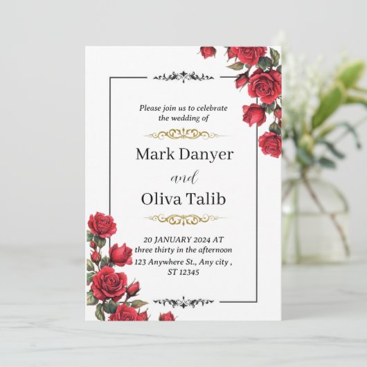 Chique moderne bruiloft uitnodiging (Staand voorkant)