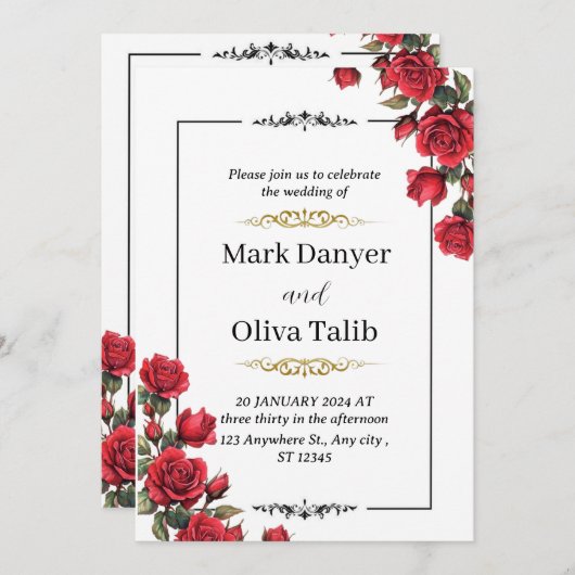 Chique moderne bruiloft uitnodiging (Voorkant / Achterkant)