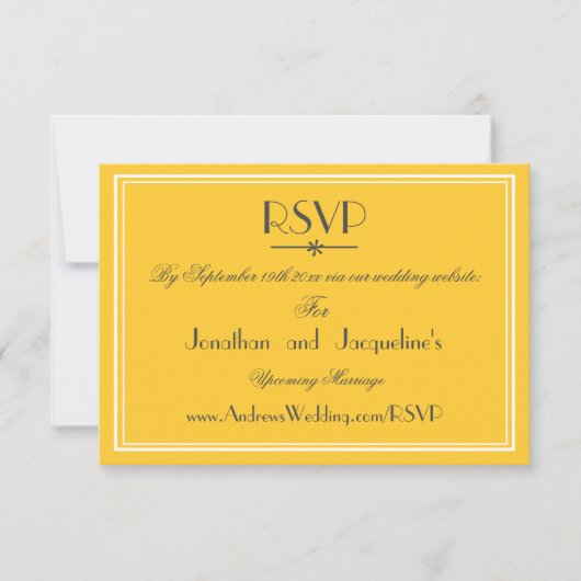 Chique moderne bruiloft website RSVP reactie Kaart (Voorkant)