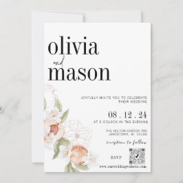 Chique moderne budget bruiloft uitnodiging w / RSV