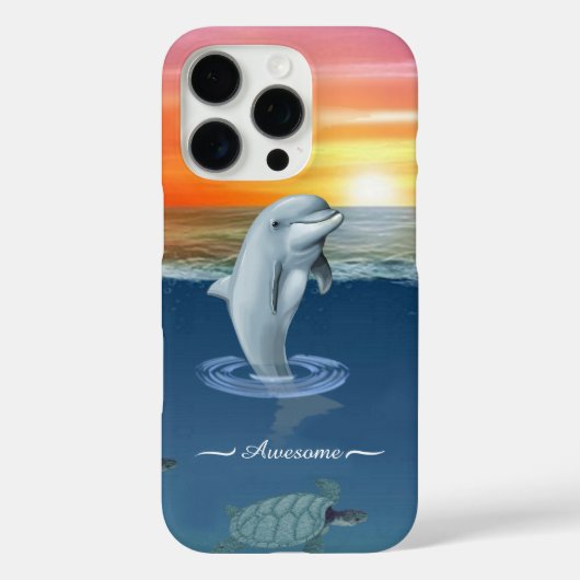 Chique moderne dolfijn, schildpadden en schrift op Case-Mate iPhone case (Achterkant)