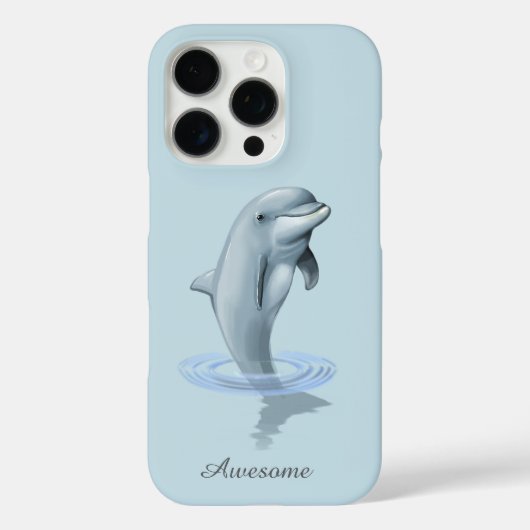 Chique moderne dolfijn & schrift op lichtblauw Case-Mate iPhone case (Achterkant)
