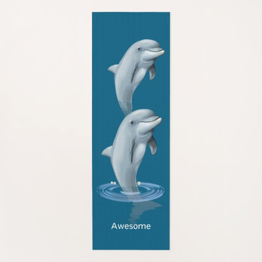 Chique Moderne Dolfijnen & Tekst op Ocean Blue Yogamat (Voorkant)